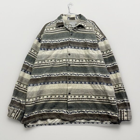 VTG Private member Heavy Button-Down Over Shirt L Aztec Southwest Pattern Retro - Picture 1 of 16
